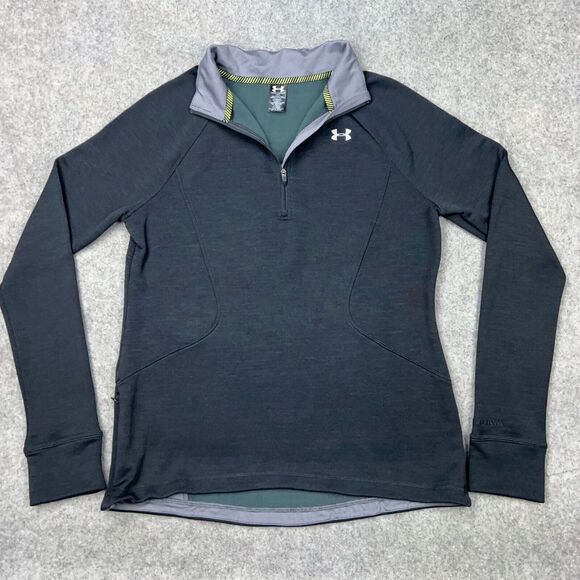 Under Armour Sweatshirt Womens Large Black 1/4 Zip Storm Mock Neck Running Y2K - Picture 2 of 14